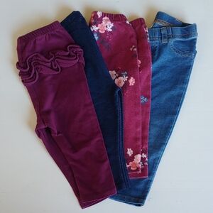 Kids' Floral and Solid Leggings Set